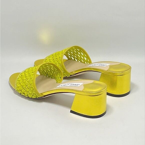Jimmy Choo Minea Woven Raffia Sandals size 38 - Picture 6 of 12
